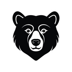 Silhouette art illustration of a bear face front facing.eps