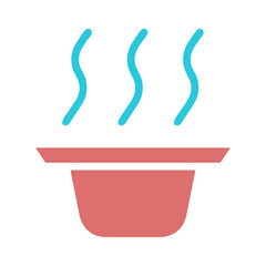 Stylized illustration of simmering bowl with vapor waves emitted upwards