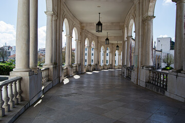 Elegant arched corridor in Fatima leading to picturesque views of the surroundings