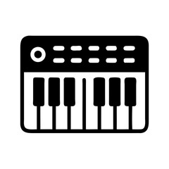 Keyboard Piano with Control Buttons Icon Design