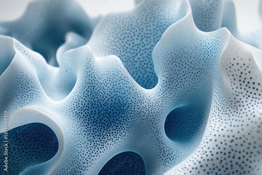 Aufkleber abstract 3d rendering of a flowing, textured, blue and white network structure.
