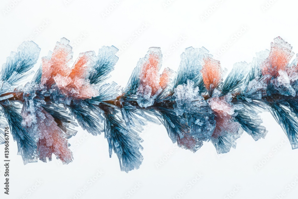 Aufkleber frost-covered pine branch with delicate ice crystals creating a stunning winter scene.