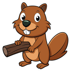 Happy beaver mascot character illustration