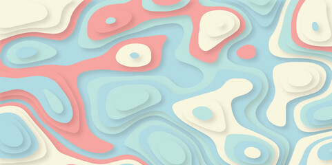 Multi layers soft colorful texture 3D papercut layers in gradient vector banner. Abstract 3d seamless pattern. Vector illustration 