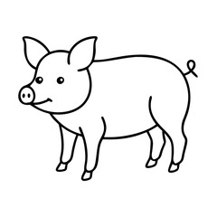 pig icon, pig line art - simple line art of pig, perfect for pig logos and icons
