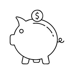 piggybank icon, piggybank line art - simple line art of piggybank, perfect for piggybank logos and icons