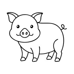 pig icon, pig line art - simple line art of pig, perfect for pig logos and icons