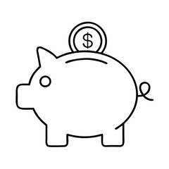piggybank icon, piggybank line art - simple line art of piggybank, perfect for piggybank logos and icons