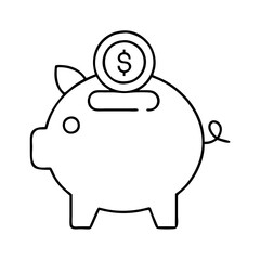 piggybank icon, piggybank line art - simple line art of piggybank, perfect for piggybank logos and icons