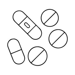 pills icon, pills line art - simple line art of pills, perfect for pills logos and icons