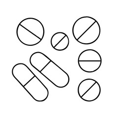 pills icon, pills line art - simple line art of pills, perfect for pills logos and icons