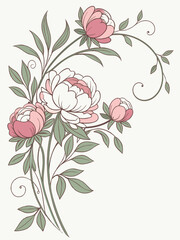 Romantic Bride and Groom in Peony Frame – Wedding Art