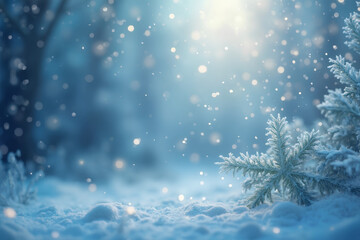 Naklejka premium Enchanted Snowflake Forest Scene,Generative AI