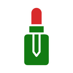 A minimalistic design: Red and green bottle with a dropper style for a medical theme