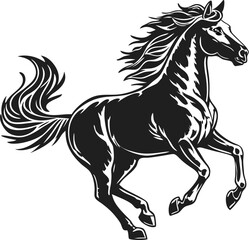Obraz premium Running Horse Vector Silhouette PNG – Black Stallion Illustration Isolated on Transparent Background
