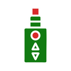 Modern, stylized illustration of a green and red vaping device symbol