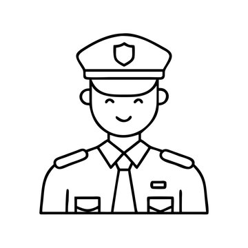 smiling police officer line art clip art preview