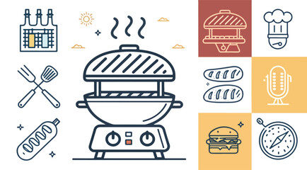 Electric Grill vector design, Electric Grill logo and icon design, Grill Pan Illustration vector design