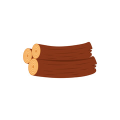 Cartoon wooden logs, tree trunks, planks, wood industry materials. Vector illustration