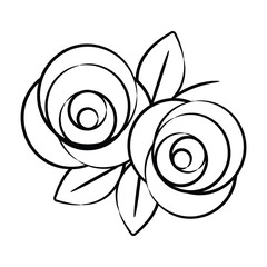 Here is a doodle style icon of rose flowers