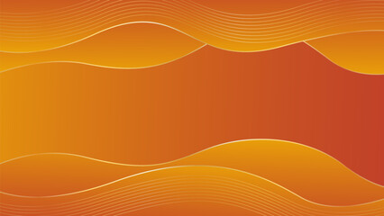 Abstract orange luxury background with gold lines. Elegant wave modern wallpaper. Template banner background for sales, ads, events, awards, web, pages, and others