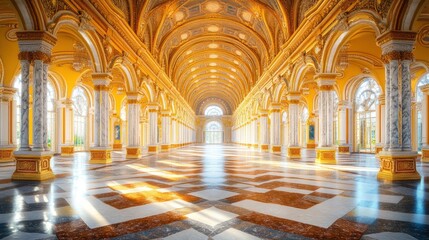 Obraz premium Grand palace hall, golden arches, intricate details