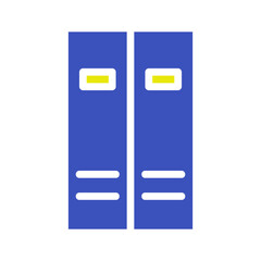 Simplified illustration of two vertical blue rectangles, suggesting organizational elements