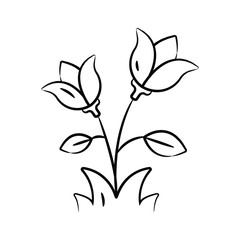 Here is a captivating doodle style icon of blooming flowers