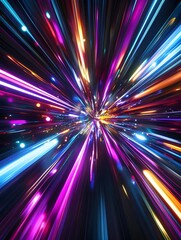 Dynamic Hyperspace Light Streaks Converging, Generative AI