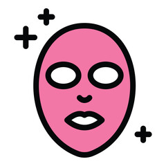 Facial mask icon flat line style illustration representing skincare and beauty treatment, suitable for wellness, spa, and cosmetic-related projects