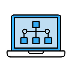 Laptop Displaying Flowchart Diagram Icon Design