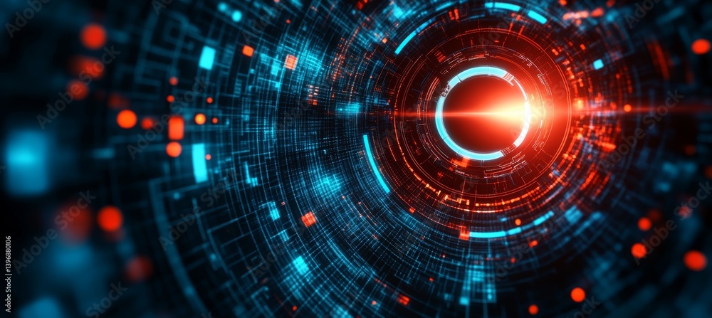 Aufkleber Digital virtual portal. Virtual data wireless transfer. Time speed future warp travel. Generative AI technology.