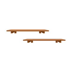 Empty wooden store shelves. Vector illustration 