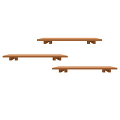 Empty wooden store shelves. Vector illustration 