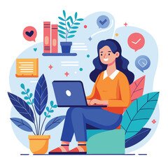 woman working with her laptop