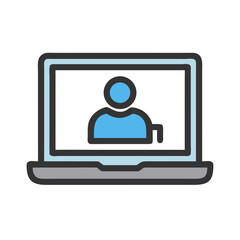 Laptop Screen with Video Call Icon Design