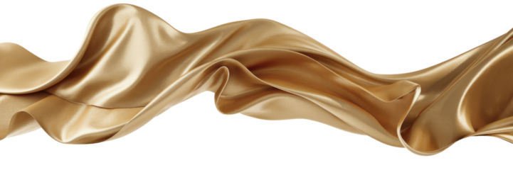 golden silk fabric wave on transparent background