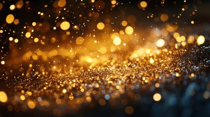 a captivating cascade of golden bokeh lights dances across the dark canvas creating a mesmerizing and ethereal atmosphere of shimmering elegance