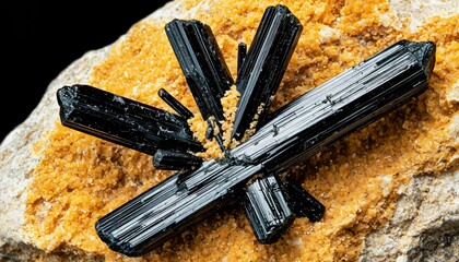 Aegirine (dark crystals) with feldspar inclusions (light areas). Suitable for scientific publications, educational materials, nature design