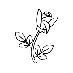 An icon of decorative rosebud designed in doodle style