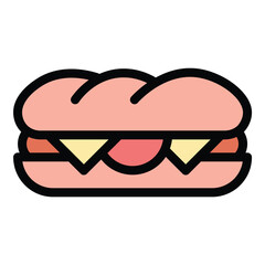 Sandwich icon flat line style illustration representing quick meals and snacks, suitable for cafe, deli, and food delivery projects