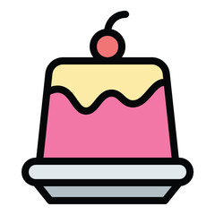 Pudding icon flat line style illustration representing sweet desserts and comfort food, suitable for bakery, cafe, and food-related projects