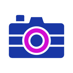 Stylized digital camera icon illustration with minimalist design aesthetics