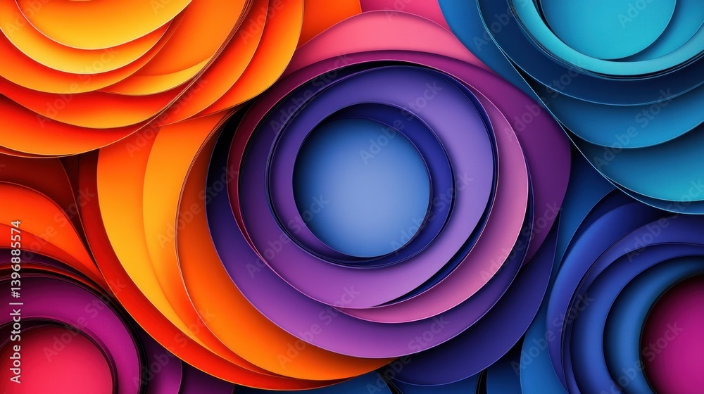Poster dynamic interplay of colorful concentric rings creating a mesmerizing layered composition abstract d