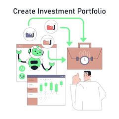 Robot Adviser. Flat Vector Illustration