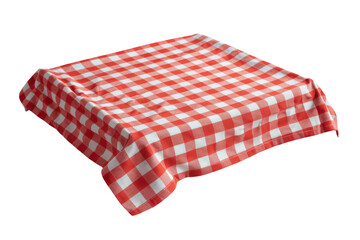 red and white gingham tablecloth on white background