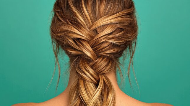Elegant braided hairstyle.  Healthy, glossy locks
