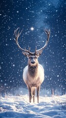 Snowy Deer in Forest
