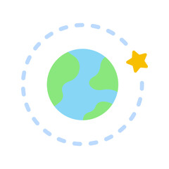 Star Orbitting Earth icon vector image. Suitable for mobile apps, web apps and print media.