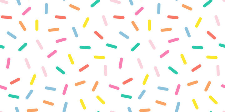Fototapeta Simple Sprinkle Seamless Pattern. Colorful donut or cake glaze with sprinkle topping. Vector Illustration in scandinavian style.